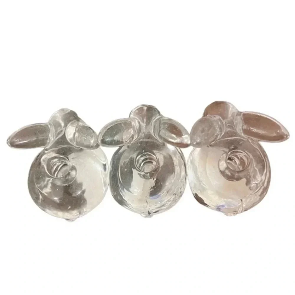 Vintage Glass Bunny‎ Candleholders Figurines